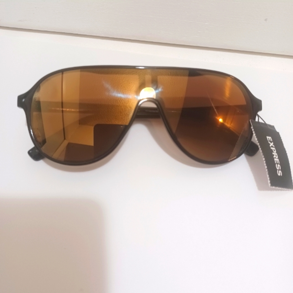 Express full shield bronze sunglasses men women unisex